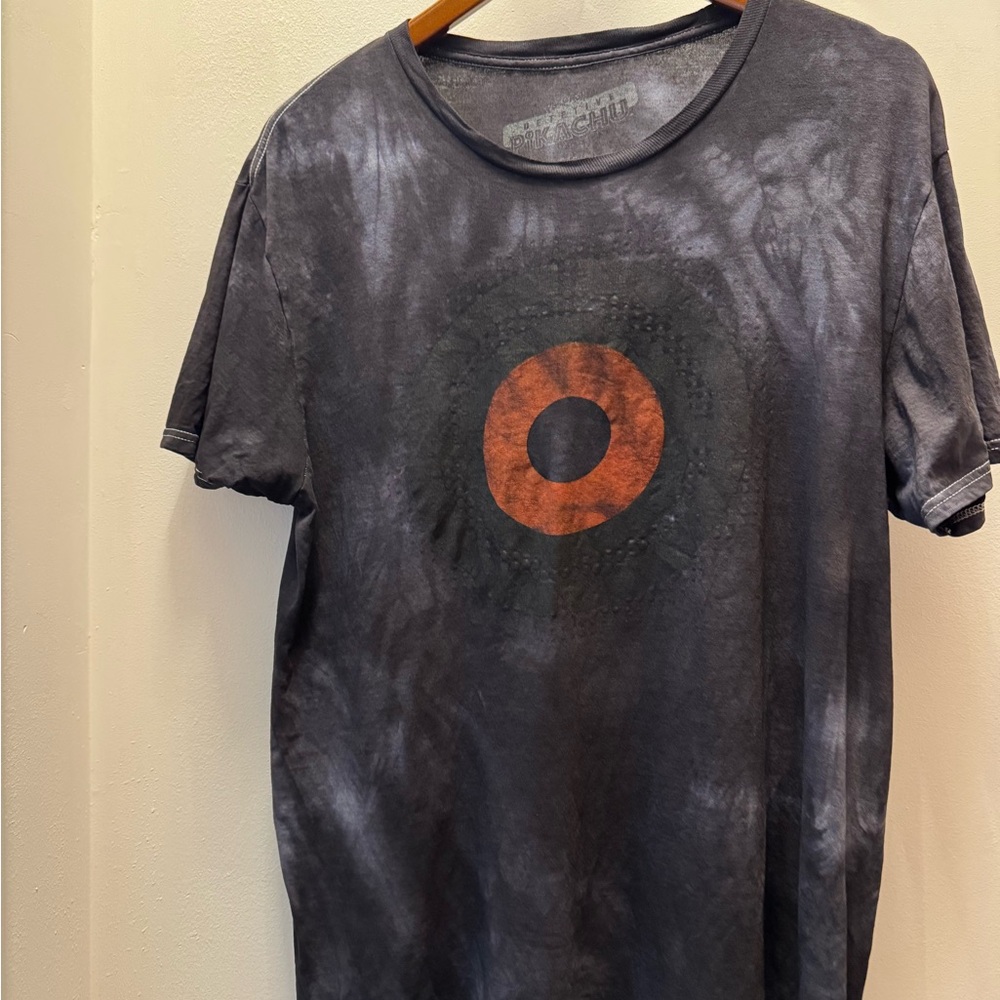Upcycled Unisex Tie Dye Pikachu Tee size Large